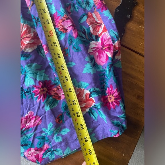 Vintage 80s David Benjamin Floral Drop Waist Midi Dress Prairie CottageCore - Picture 10 of 11